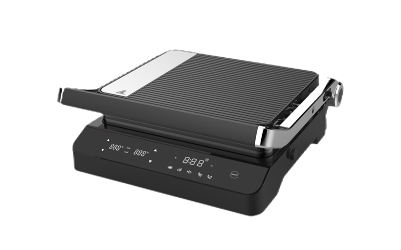 large electric griddle opens 180 degrees to fit any type or size of food digital display gr-285