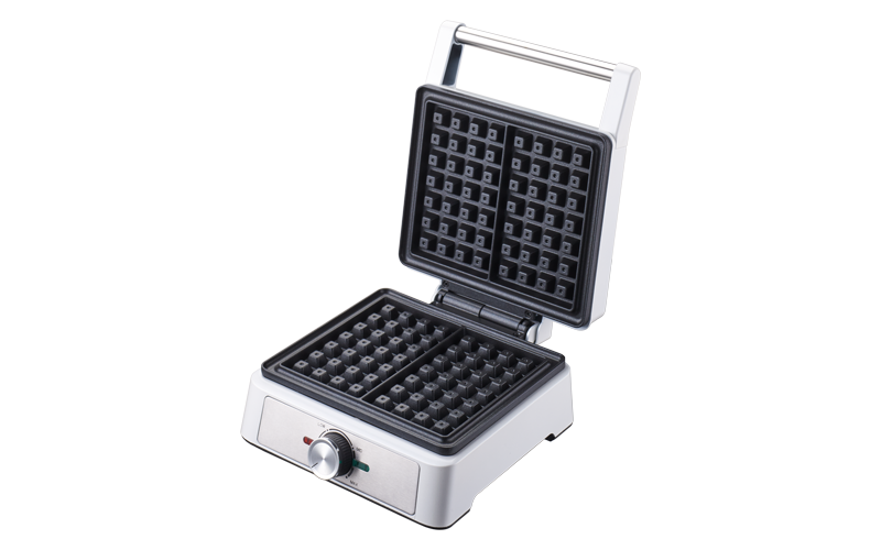 Square Vintage Waffle Maker with Non-stick overlay plates&temperature control knob 