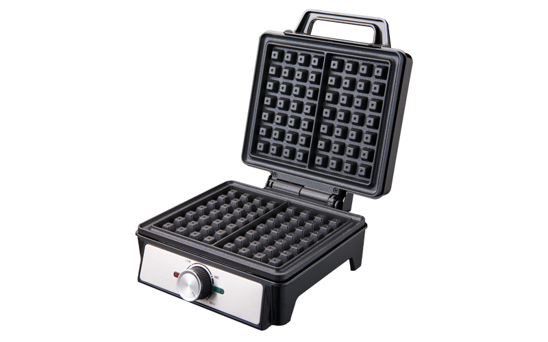 Classic square vintage shaped waffle maker with Non-stick overlay plates&temperature control knob