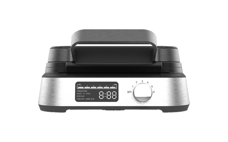 Intelligent waffle maker with large digital display screen  with Non-stick coating for easy cleaning
