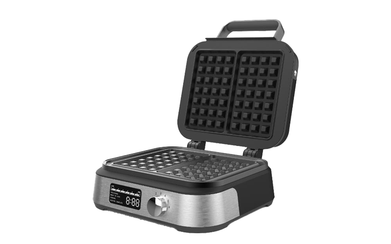 Intelligent waffle maker with large digital display screen  with Non-stick coating for easy cleaning