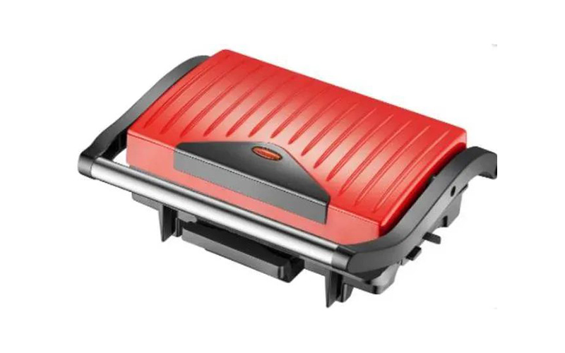 Stainless Steel Panini Grill Press with Non-Stick Coating & Safety Features GR-104