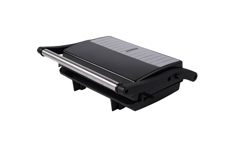 Compact 1000W Electric Contact Grill with Cool Touch Handle & Floating Hinge